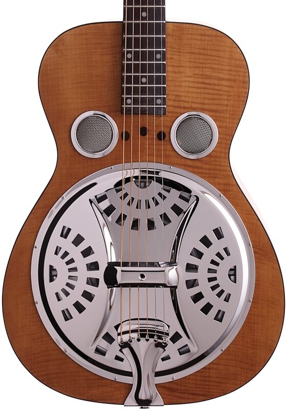open zoom image for Epiphone Dobro Hound Dog Deluxe Roundneck Resonator Guitar, Vintage Brown, Body Straight Front