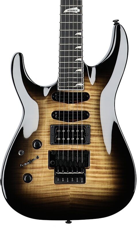 open zoom image for Kramer SM-1 Figured Left-Handed Electric Guitar, Black Denim Perimeter, Body Straight Front