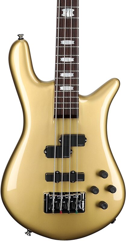 open zoom image for Spector Euro 4 Classic Electric Bass (with Gig Bag), Metallic Gold Gloss, Body Straight Front