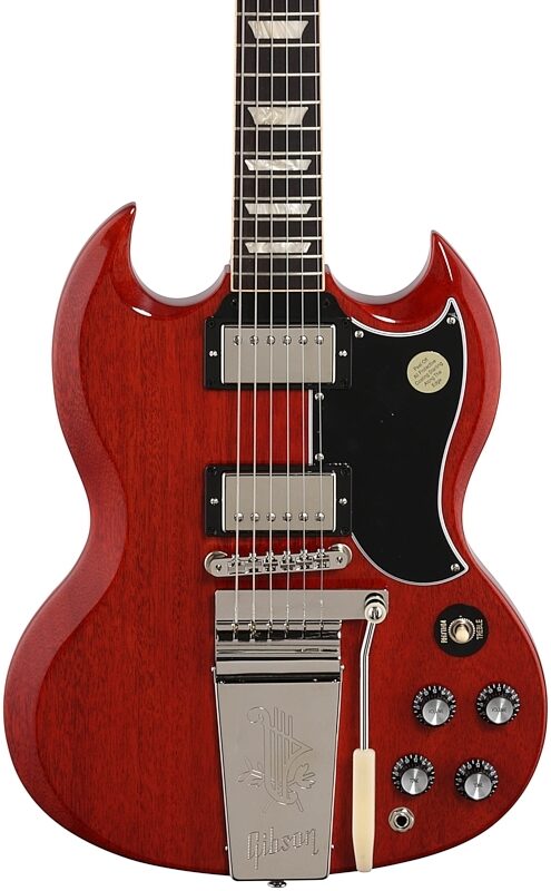 open zoom image for Gibson SG Standard '61 Maestro Vibrola Electric Guitar (with Case), Vintage Cherry, Body Straight Front