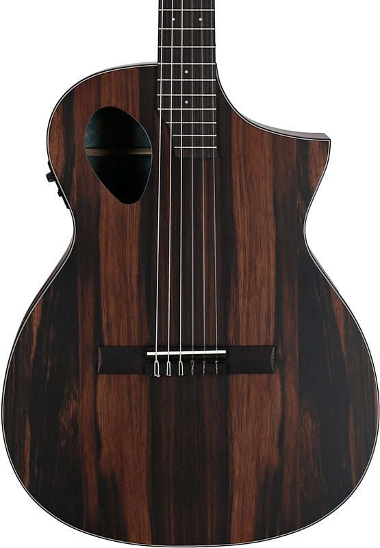 open zoom image for Michael Kelly Forte Port Nylon Classical Acoustic-Electric Guitar, Java Ebony, Body Straight Front