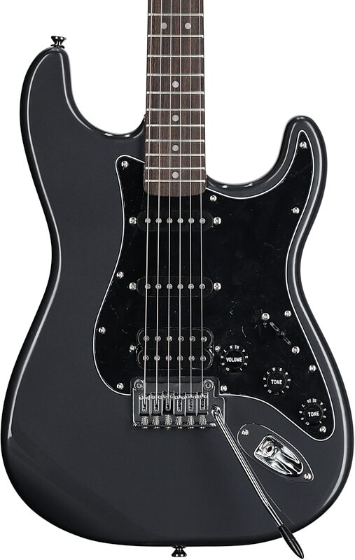 open zoom image for Squier Affinity Strat HSS Electric Guitar Pack, Maple Fingerboard, Charcoal Frost Metallic, Body Straight Front