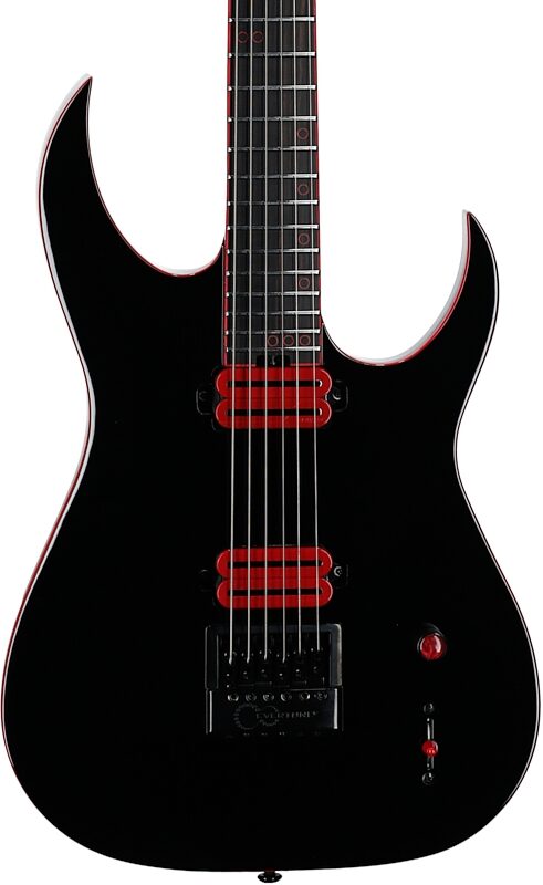 open zoom image for Schecter Sunset-6 ET EX Red Dawn Baritone Electric Guitar, Gloss Black, Body Straight Front