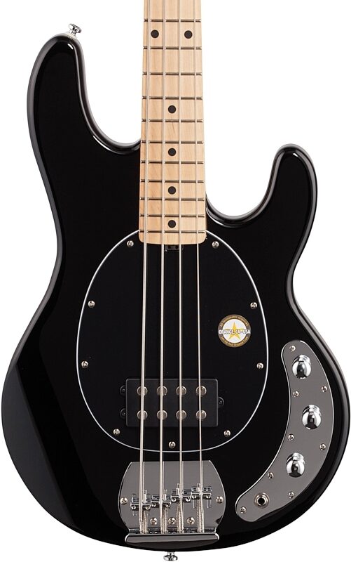 open zoom image for Sterling by Music Man StingRay Electric Bass, Black, Hard Maple Fretboard, Body Straight Front