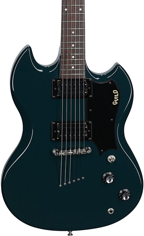 open zoom image for Guild Polara Electric Guitar, Blue Steel, Body Straight Front