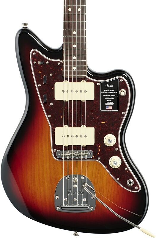 open zoom image for Fender American Pro II Jazzmaster Electric Guitar, Rosewood Fingerboard (with Case), 3-Color Sunburst, Body Straight Front