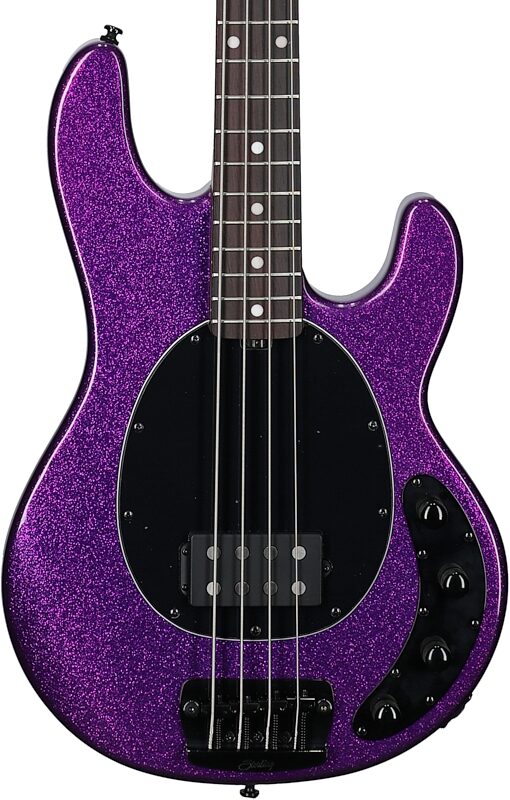 open zoom image for Sterling by Music Man StingRay RAY34 Electric Bass, Purple Sparkle, Rosewood Fretboard, Body Straight Front