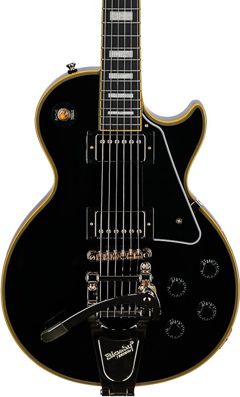 open zoom image for Epiphone Inspired by Gibson Joe Bonamassa '59 Les Paul Custom Electric Guitar (with Case), Antique Ebony, Body Straight Front