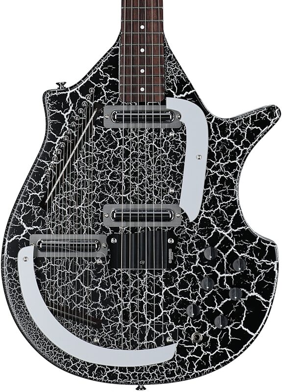 open zoom image for Danelectro Electric Sitar, Black Crackle, Body Straight Front