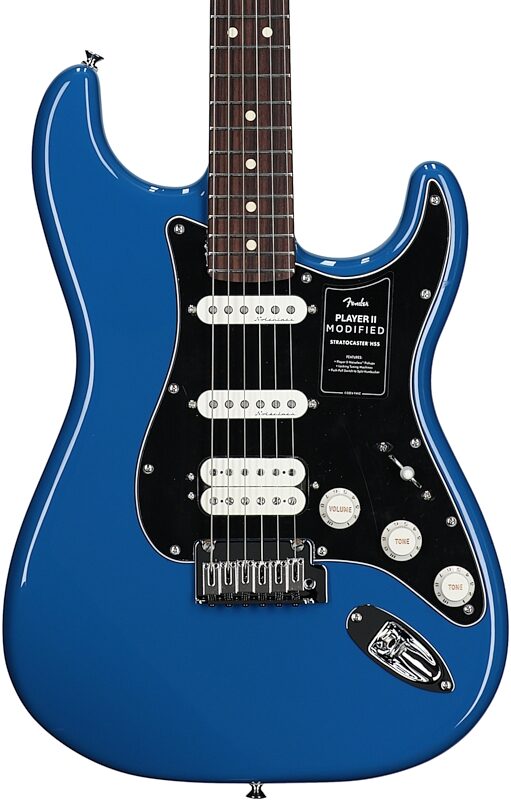 open zoom image for Fender Player II Modified Stratocaster HSS Electric Guitar, Rosewood Fingerboard (with Gig Bag), Electric Blue, Open Box (Very Good), Body Straight Front
