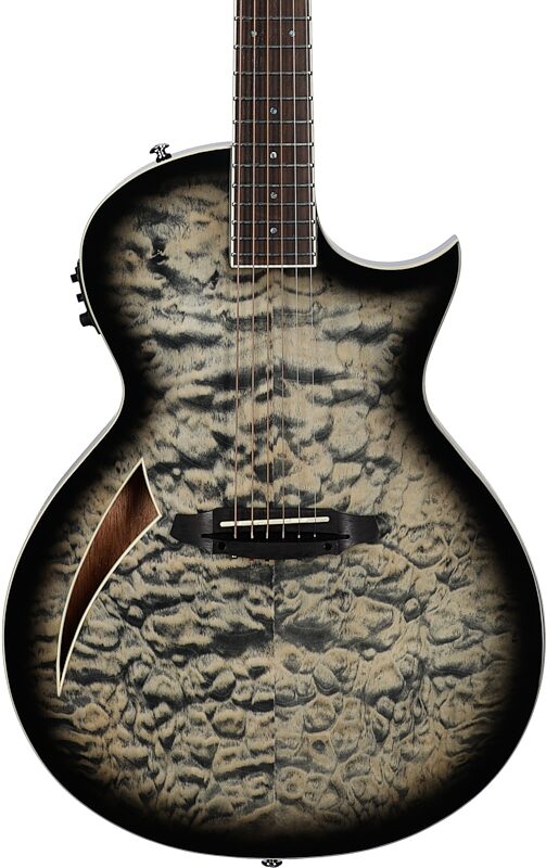 open zoom image for ESP LTD TL-6QM Acoustic-Electric Thinline Electric Guitar, Charcoal Burst, Body Straight Front