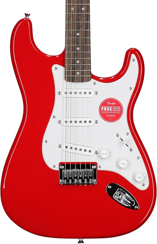 open zoom image for Squier Sonic Hard Tail Stratocaster Electric Guitar, Laurel Fingerboard, Torino Red, Body Straight Front