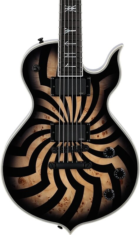 open zoom image for Wylde Audio Odin Grail Rawtop Bullseye Electric Guitar, Charcoal Burst, Body Straight Front