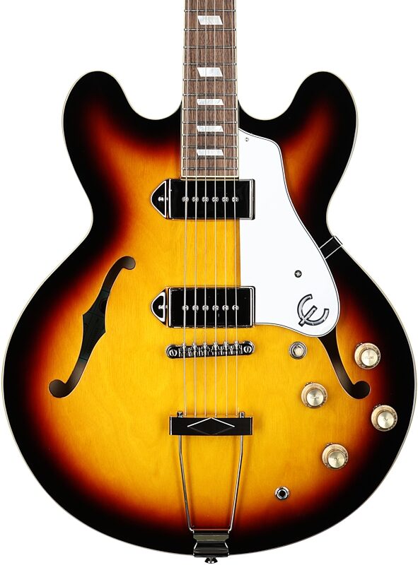 open zoom image for Epiphone Casino Archtop Hollowbody Electric Guitar (with Gig Bag), Vintage Sunburst, Body Straight Front