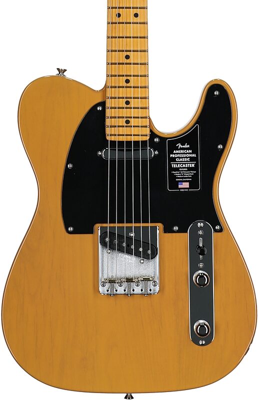 open zoom image for Fender American Professional Classic Telecaster Electric Guitar, Maple Fingerboard (with Gig Bag), Butterscotch Blonde, Body Straight Front