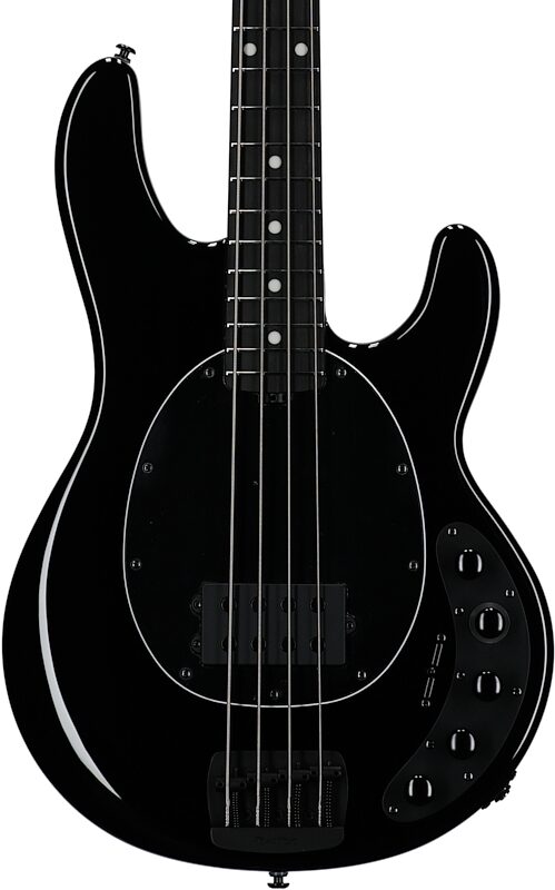 open zoom image for Ernie Ball Music Man DarkRay Electric Bass (with Mono Soft Case), Onyx Black, Ebony Fretboard, Body Straight Front
