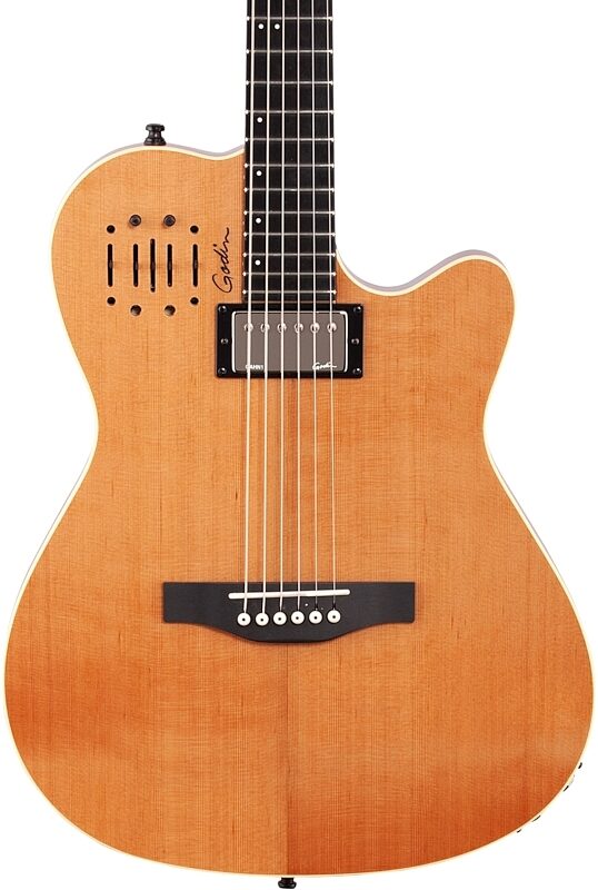open zoom image for Godin A6 Ultra Acoustic-Electric Guitar (with Gig Bag), Natural, Body Straight Front