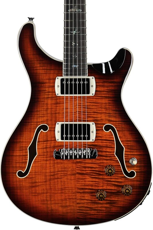 open zoom image for PRS Paul Reed Smith SE Hollowbody II Piezo Electric Guitar (with Gig Bag), Orange Tiger Smokeburst, Body Straight Front