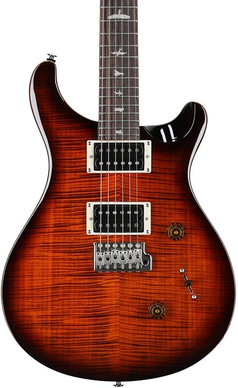 open zoom image for PRS Paul Reed Smith SE Custom 24 Electric Guitar (with Gig Bag), Exclusive Orange Tiger Smokeburst, Body Straight Front