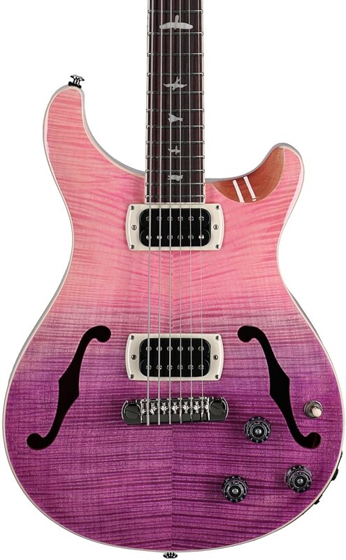open zoom image for PRS Paul Reed Smith SE Ed Sheeran Hollowbody I Baritone Electric Guitar (with Gig Bag), Pink Ombre, Body Straight Front