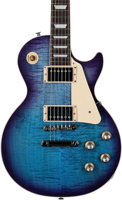 open zoom image for Gibson Les Paul Standard 60s Custom Color Electric Guitar, Figured Top (with Case), Blueberry Burst, Body Straight Front