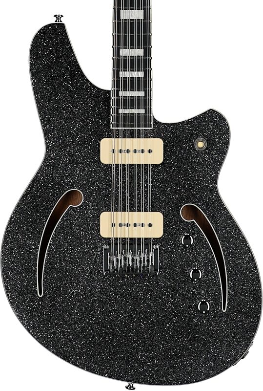 open zoom image for Reverend Airwave 12 Electric Guitar, 12-String, Black Spark, Body Straight Front
