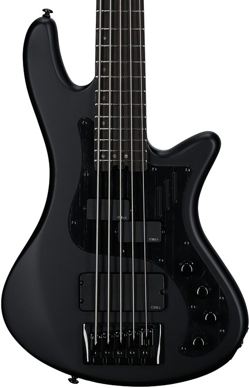 open zoom image for Schecter Stiletto Stealth-5 Pro Electric Bass, 5-String, Satin Black, Body Straight Front