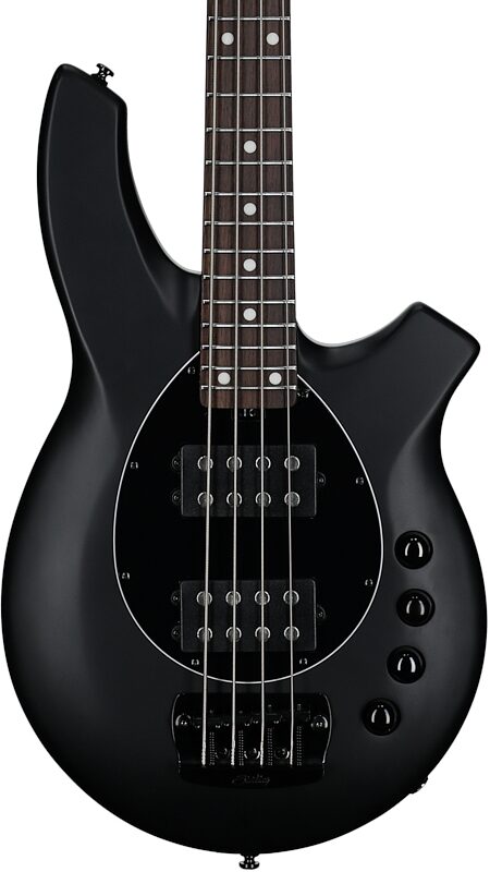 open zoom image for Sterling by Music Man Bongo Electric Bass, Stealth Black, Rosewood Fretboard, Body Straight Front