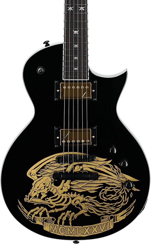 open zoom image for ESP LTD Will Adler Warbird Electric Guitar, Black and Gold, Open Box (Very Good), Body Straight Front