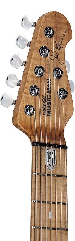 open zoom image for Ernie Ball Music Man John Petrucci JP15 7 Electric Guitar, 7-String (with Case), Tiger Eye Flame, Maple Fretboard, Serial Number K00774, Headstock Left Front