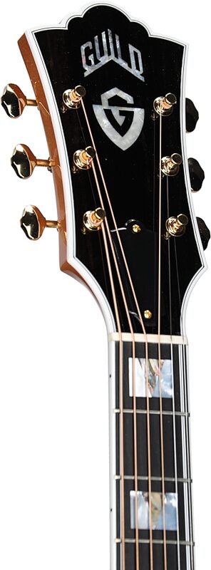 open zoom image for Guild F-55E Jumbo Maple Acoustic-Electric Guitar (with Case), Natural, Serial Number C240195, Headstock Left Front