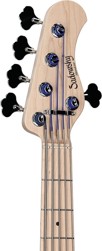 open zoom image for Sadowsky MetroLine 21-Fret Hybrid P/J Bass, 5-String (with Gig Bag), Almond Sunburst, Serial Number SML E 002951-23, Headstock Left Front