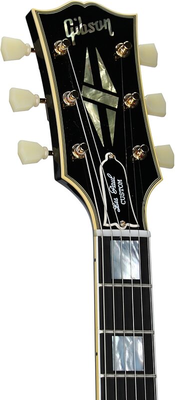 open zoom image for Gibson Custom '57 Les Paul Custom Black Beauty Electric Guitar (with Case), Ebony, with Bigsby, Serial Number 742435, Headstock Left Front