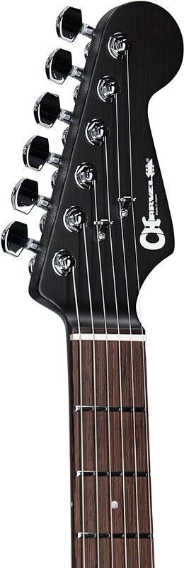 open zoom image for Charvel MJ DK24 HSH 2PT W Mahogany Electric Guitar (with Gig Bag), Flame Top Caribbean Burst, Serial Number JDC2400451, Headstock Left Front