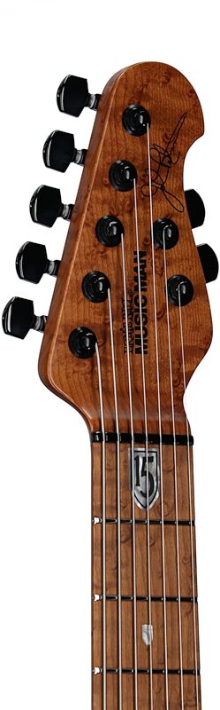 open zoom image for Ernie Ball Music Man Petrucci JP157 Electric Guitar (with Case), Amber Waves Quilt, Maple Fretboard, Serial Number K06490, Headstock Left Front