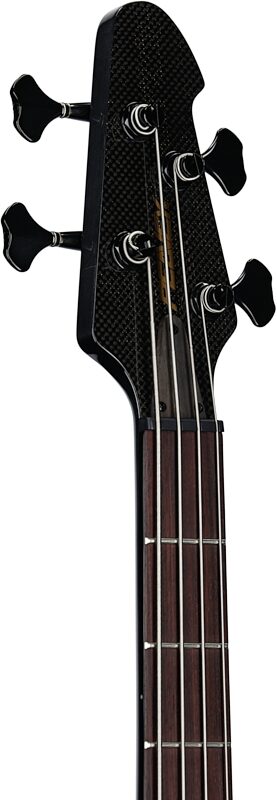 open zoom image for Peavey Cirrus 4 Flame Maple Electric Bass (with Case), Transparent Black, Serial Number 0ARCFB1000047, Headstock Left Front
