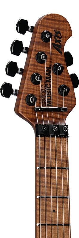 open zoom image for Ernie Ball Music Man Axis Electric Guitar (with Mono Gig Bag), Matcha Flame, Serial Number H06652, Headstock Left Front