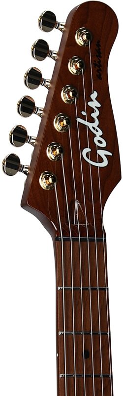 open zoom image for Godin Artisan TC Electric Guitar, Maple Fingerboard (with Case), Whiskey Burst, Serial Number 25314258, Headstock Left Front