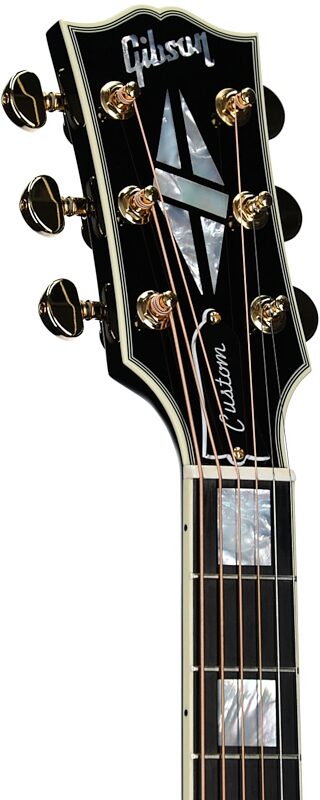 open zoom image for Gibson Hummingbird Custom Acoustic-Electric Guitar (with Case), Ebony, Serial Number 21615033, Headstock Left Front