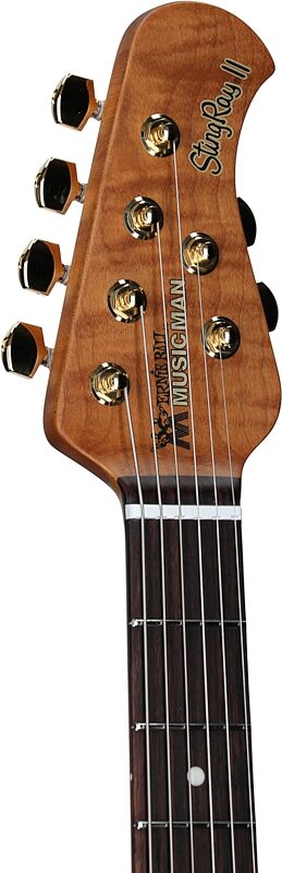 open zoom image for Ernie Ball Music Man StingRay II Cory Wong Electric Guitar, Cashmere, Serial Number s12700, Headstock Left Front