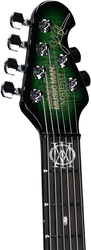 open zoom image for Ernie Ball Music Man John Petrucci Majesty 6 BFR Electric Guitar, Malachite, Serial Number M019000, Headstock Left Front