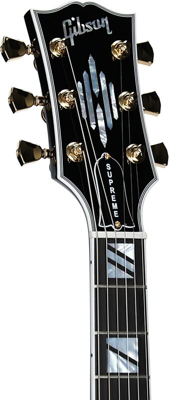 open zoom image for Gibson SG Supreme Electric Guitar (with Case), Fireburst, Serial Number 218850201, Headstock Left Front
