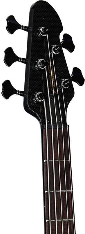 open zoom image for Peavey Cirrus 5 Flame Maple Electric Bass, 5-String (with Case), Transparent Black, Serial Number 0ARCFD2200099, Headstock Left Front
