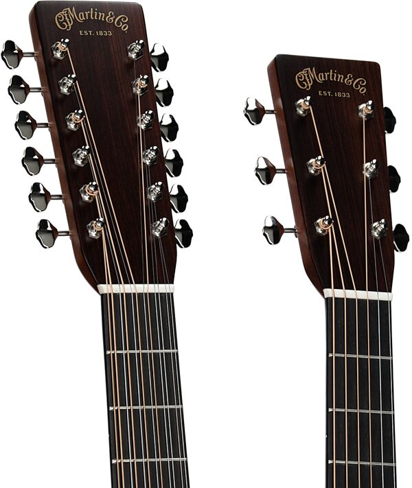 open zoom image for Martin Grand J-28E Double-Neck Acoustic-Electric Guitar, Natural, Serial Number M3006686, Headstock Left Front