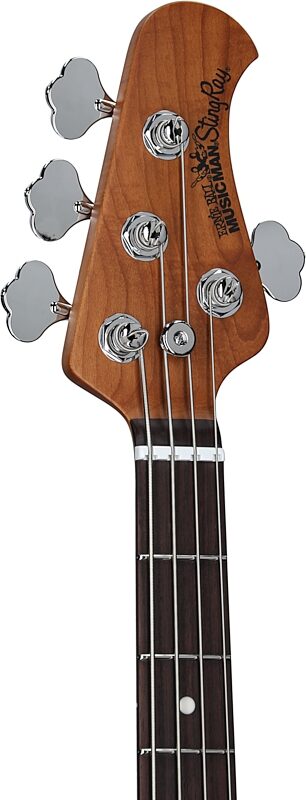 open zoom image for Ernie Ball Music Man StingRay Special HH Electric Bass (with Case), Translucent Orange, Rosewood Fretboard, Serial Number K10317, Headstock Left Front