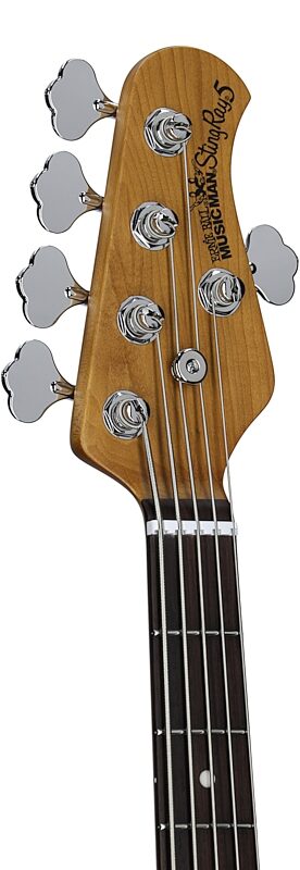 open zoom image for Ernie Ball Music Man StingRay 5 Special HH Electric Bass (with Case), Translucent Orange, Rosewood Fretboard, Serial Number K10330, Headstock Left Front