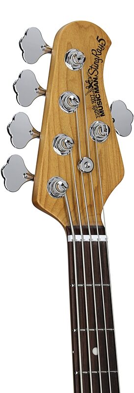 open zoom image for Ernie Ball Music Man StingRay 5 Special Electric Bass, 5-String (with Case), Translucent Orange, Rosewood Fretboard, Serial Number K11475, Headstock Left Front