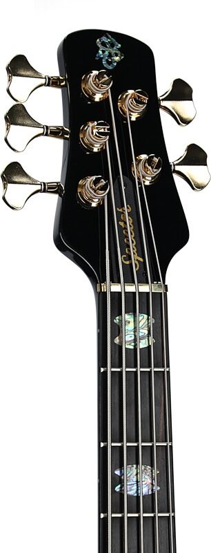 open zoom image for Spector Euro 5 Custom Bass Guitar (with Gig Bag), Natural Black Burst Gloss, Serial Number ]C121NB23672, Headstock Left Front