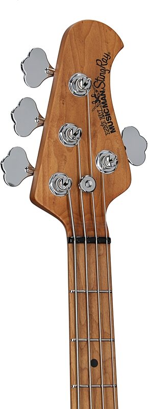 open zoom image for Ernie Ball Music Man StingRay Special Electric Bass (with Case), Soda Pink Sparkle, Roasted Maple Fretboard, Serial Number K11438, Headstock Left Front