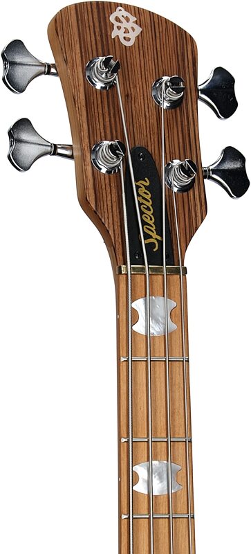 open zoom image for Spector Euro 4 RST Electric Bass (with Gig Bag), Zebrawood, Serial Number 211NB23742, Headstock Left Front